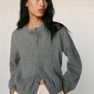 Reformation Cobel Regenerative Wool Cardigan Grey - Size S